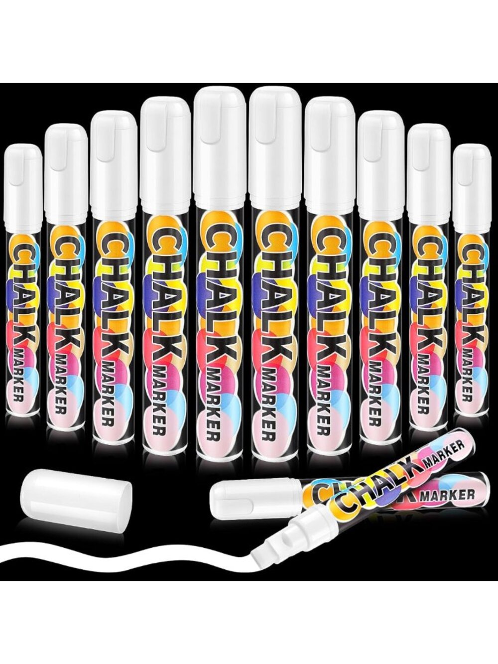 10 Pack Jumbo Liquid Chalk Markers - Non-Toxic, Erasable, 10mm Tips for Signs